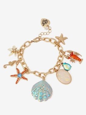 New Betsey Johnson Faux Stone Sealife Charm Bracelet